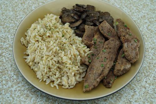 Quick & Easy Steak, Rice & Mushrooms