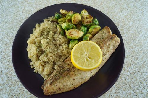 Pan-Fried Cod & Brussels Sprouts with Quinoa