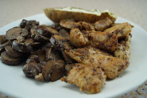 Lemon-Garlic Chicken with Sauteed Mushrooms & Baked Potato