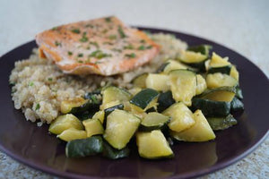 Teriyaki Salmon, Zucchini & Quinoa Plate