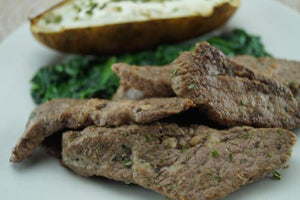 The Celebration: Seared Sirloin, Sautéed Spinach & Baked Tater