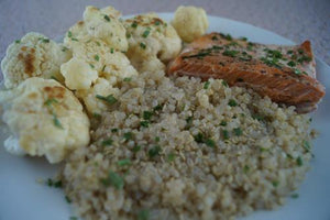 Sriracha-Honey Salmon with Quinoa & Cauliflower