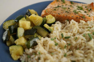 Lemon-Pepper Salmon with Zucchini & Rice