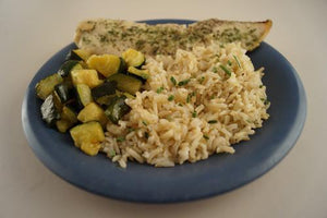 Caribbean-Jerk Whitefish & Zucchini with Rice