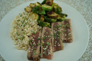 Seared Ahi with Brussels Sprouts & Rice