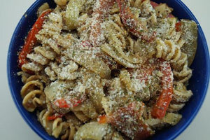 Spicy Veggie Pasta with Onions & Peppers Skillit Cooking