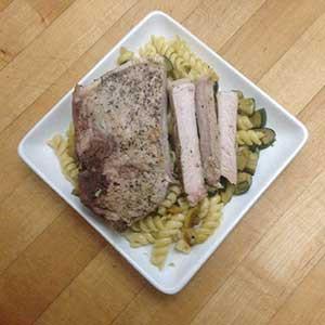 squash-and-zucchini-pasta-with-pan-fried-pork-chop-skillit-simple-easy-recipes-dinner-skillet